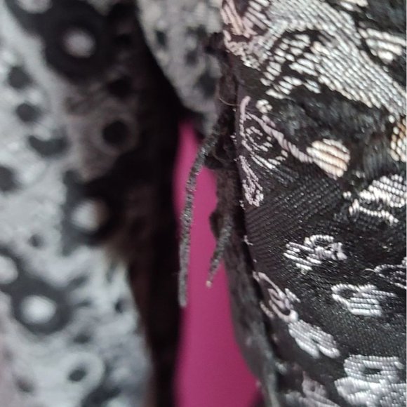 OOAK Pink & Black Lace Lolita crop Hoodie Jacket - Picture 8 of 12